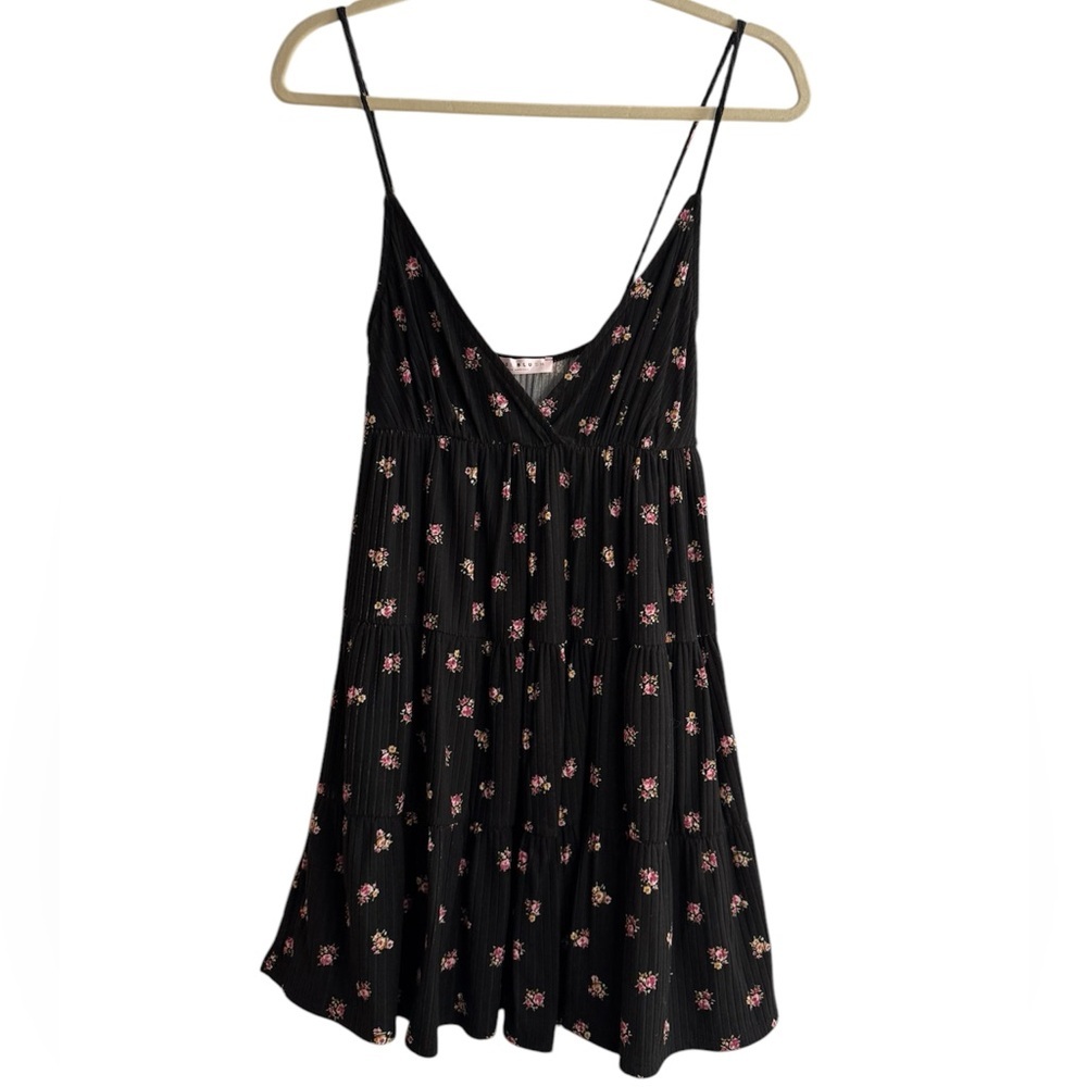 Blue Blush Los Angeles Black Pink Floral Spaghetti Strap Sundress S